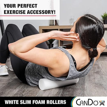 CanDo Slim White PE Foam Rollers for Exercise, Fitness, Muscle Restoration, Massage Therapy, Sport Recovery and Physical Therapy for Home, Clinics, Professional Therapy 3" x 36" Round