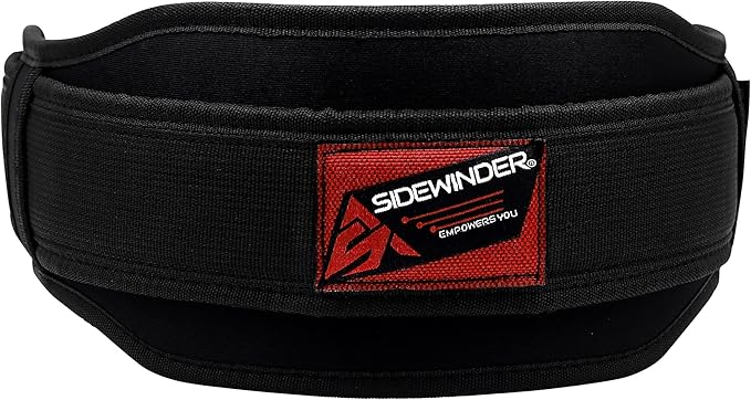 SideWinder Weight Lifting Belt for Serious Crossfit, Powerlifting Gym Training Fitness Workout Deadlifts Double Padded Back Support