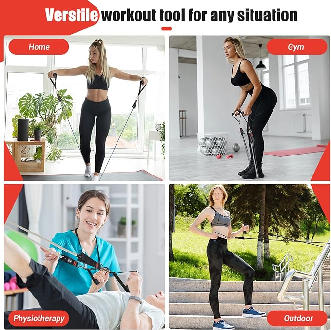 Resistance Bands with Handles for Women, 5 Level Exercise Bands Workout Bands for Physical Therapy, Yoga, Pilates, Door Anchor, Storage Pouch