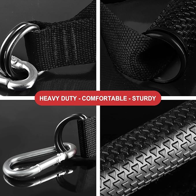 Ultimate Cable Handles Gym Equipment, D Handle Cable Attachment for Pilates, Yoga, Strength Trainer, Pull Down Home Gym. Heavy Duty Exercise Handles. Resistance Band Handles Only.