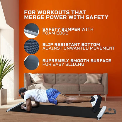 LifePro Exercise Slide Board - Sliding Mat for Endurance and Strength Building Workouts - Hockey, Skating, and Core Training Equipment with Booties