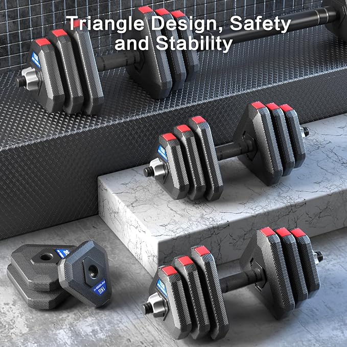 Adjustable Weight Dumbbell Set 22LB/44LB/66LB Free 3 in 1 Dumbbells