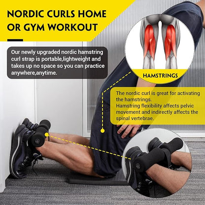 Nordic Hamstring Curl Strap, Nordic Curl Strap Holds 420 Pounds Great for Hamstring Curls, Sit-ups, Spanish Squats, Ab Workout, 5 Second Setup Nordic Curl Strap Home Fitness Equipment