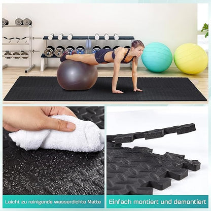 Yes4All 24SQFT-120SQFT Puzzle Exercise Mat for Home Gym, EVA Interlocking Foam Floor Tiles with Border for Workout Equipment