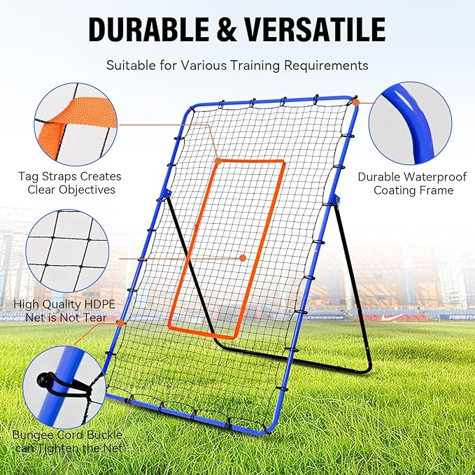 Volleyball Rebounder Net, Adjustable Volleyball Training Equipment Bounce Back Net with Sturdy Sandbags & Metal Stakes - 7x4 Ft