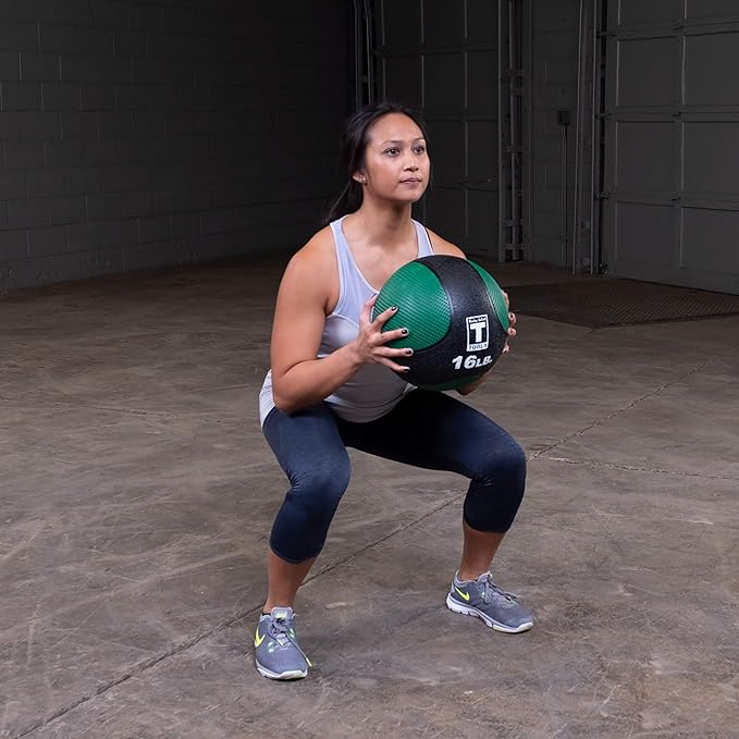 Body-Solid Rubber Medicine Ball - Superior Grip, Textured Surface, Adjustable Air Pressure Fitness Balls - Ideal for Cardio and Core Exercise in Home & Gym Workouts