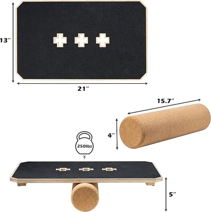 360 Degree Rotation Anti-slip Wooden Balance Board, Plank board & Anti-Slip Wobble Board for Balance and Core Training, Balancing Board for Under Desk