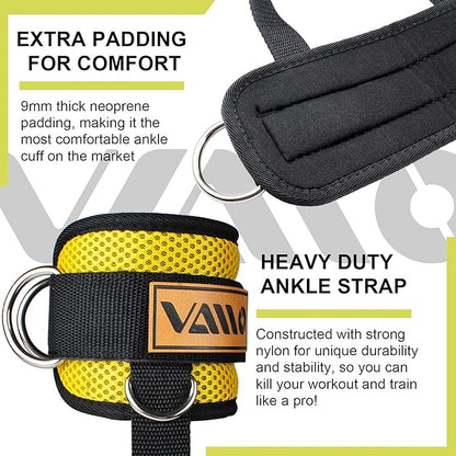 Ankle Straps for Cable Machines,Adjustable Comfort fit Neoprene, Reinforce Double D-Ring - Premium Ankle Cuffs to Improve Abdominal Muscles, Lift The Butts, Tone The Legs for Men & Women