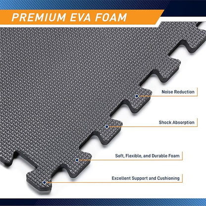 Marcy EVA Foam Interlocking Flooring Mat High Density Non-Slip Tiles for Fitness Equipment, Workout Cushion and Floor Protection