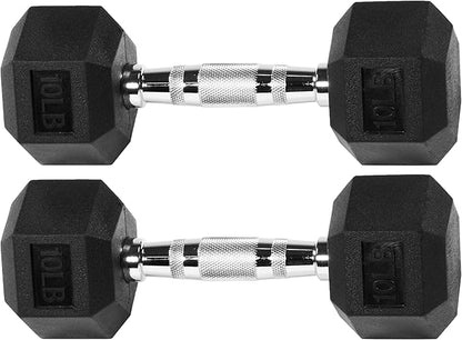 Signature Fitness Premium Rubber Encased Hex Dumbbell, Pairs