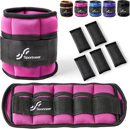 Sportneer Adjustable Ankle Weights for Women and Men 1 Pair of 2 3 4 6 7 LBS Wrist Leg Weights for Yoga Walking Aerobics Gym