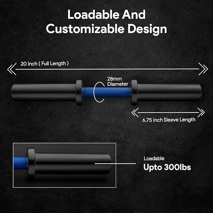 Olympic Dumbbell Handle – 2 Inch Loadable Dumbbell Bar Heavy Duty Handle for Gym Workouts, Exercise, Training, Bodybuilding, Cross Training and Weightlifting