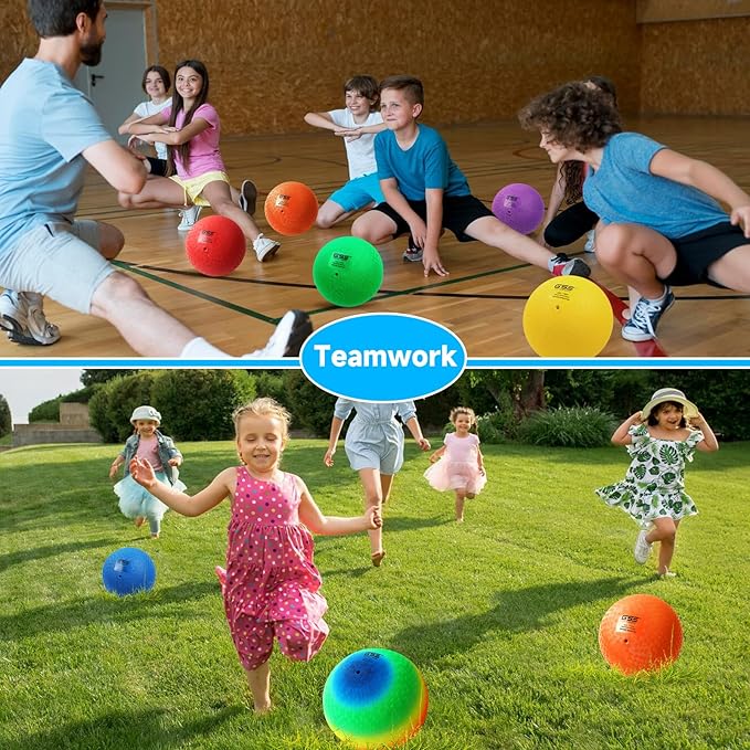 GSE Games & Sports Expert Inflatable Playground Balls, Kickball, Bouncy Dodge Ball, Handball. Great for 4 Square Ball Games, Gym, Yoga Exercises for Kids and Adults (7/8.5/10in, Several Colors Choice)