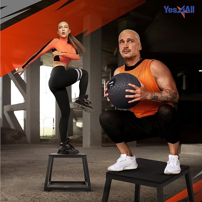 Yes4All Metal Plyometric Box with 550lbs Capacity, Pre-Assembled, Plyo Box Jump Platforms, Step Up Box for Workout Home Gym