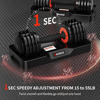 25/55lb Pair Adjustable Dumbbells Set, Dumbbells with Anti-Slip Metal Handle for Exercise & Fitness Fast Adjust Weight for Full Body Workout Fitness