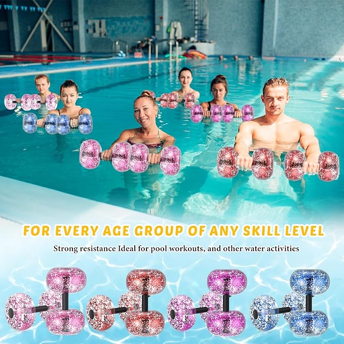 1 Pair Inflatable Aquatic Dumbbell Water Weight Pool Weights for Water Exercise Set Floating Barbell Equipment for Water Aerobics Weight Loss Swimming Pool Exercise Fitness Workout