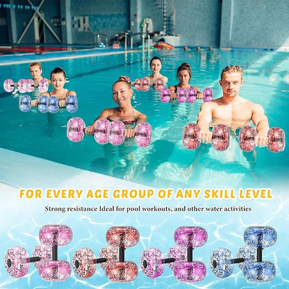 1 Pair Inflatable Aquatic Dumbbell Water Weight Pool Weights for Water Exercise Set Floating Barbell Equipment for Water Aerobics Weight Loss Swimming Pool Exercise Fitness Workout