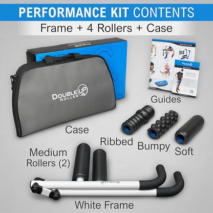 DoubleUP Roller Performance Kit - White - Muscle Massager with Lever-Action Pressure Control and Quick-Change Rollers