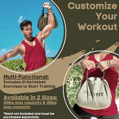 Kettlebell Sandbag for Fitness - Adjustable Kettlebell Workout Sandbags - 30lb/45lb