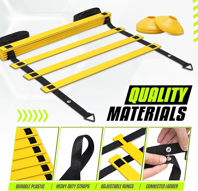 Yes4All 8, 12, 20 Rungs Agility Ladder - Speed Training Equipment for All Ages & Levels with Carrying Bag - Speed Ladder