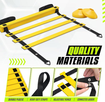 Yes4All 8, 12, 20 Rungs Agility Ladder - Speed Training Equipment for All Ages & Levels with Carrying Bag - Speed Ladder