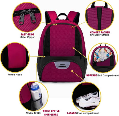 Soccer Bag&Soccer Backpack&Backpack for Football Volleyball Basketball,Sport Equipment Bags with Shoe compartment. (Purple)