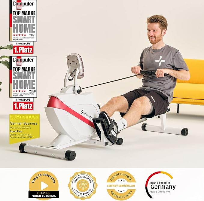 Rowing Machines for Home - Rowing Machine Foldable, Home Gym Equipment - Designed in Germany - Magnetic Rower Machine max. 331 lb Weight Capacity SportPlus