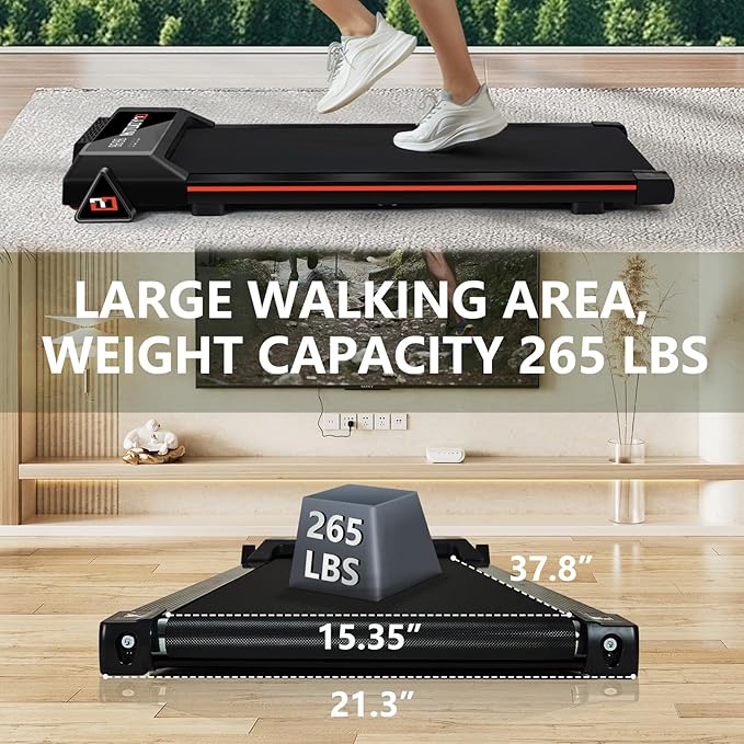 GOYOUTH 2 in 1 Under Desk Electric Treadmill Motorized Exercise Machine with Wireless Speaker, Remote Control and LED Display, Walking Jogging Machine for Home/Office Use