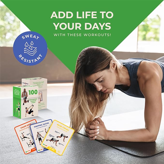 Best 100+ Bodyweight Exercise Cards Perfect at Home Workout- PhysioSpace - for All Fitness Levels - Full Body Workout from Ab Workout to Chair Exercises for Seniors - Improve Your Routine