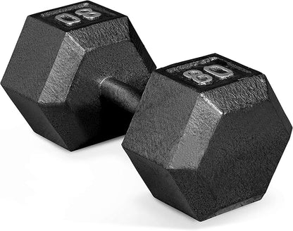 CAP Barbell Black Cast Iron Hex Dumbbell | 5-120 LBs | Single or Pair