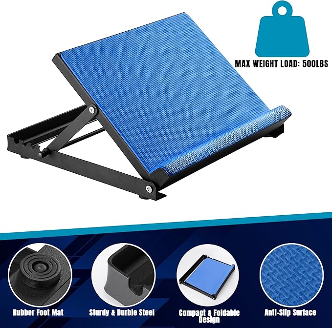 Slant Board for Exercise - Professional Incline board with Non-Slip Surface & 5 Adjustable Levels for Hamstring, Calf, Knees, Ankle Stretcher - Portable Folding Stretching Equipment - 500 lbs Max Load