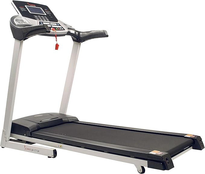 Sunny Health & Fitness Energy Flex Motorized Treadmill with Automatic Incline Easy Foldable Design Pulse Sensors Digital Display and Optional SunnyFit® App Enhanced Bluetooth Connectivity