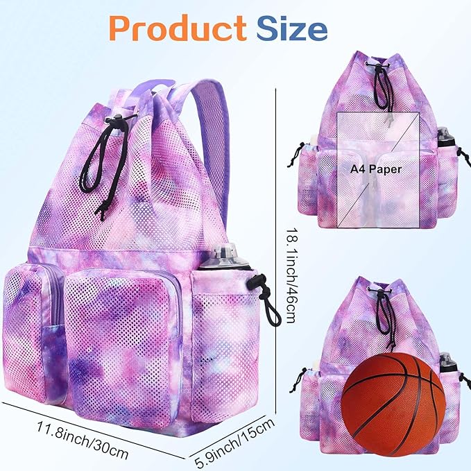 RHCPFOVR Mesh Swim Bags for Swimmers - Drawstring Backpack for Women Men Girls Swim Team Gear Swimming Beach Gym Bag Sports Pool