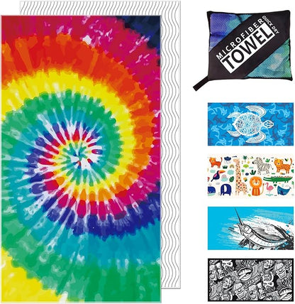 Beach Towel - Microfiber Beach Towels(71" x 40" - 1Pcs) - Quick Dry Sand Proof Absorbent Compact Beach Blanket - Lightweight Towel for Beach Swimming Surfing Sports Yoga Gym(Bandhnu)