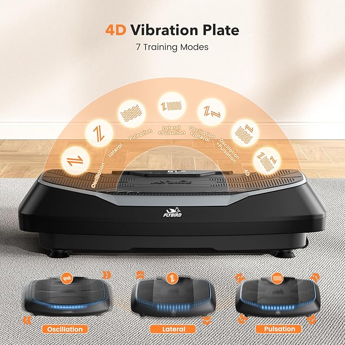 FLYBIRD Vibration Plate- 4D & Oscillation Two Types Vibration Platform, Whole Body Workout Vibration Plate Exercise Machine for Bone Density Building & Lymphatic Drainage