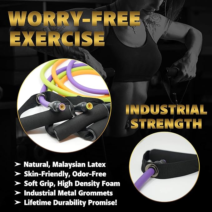 TRIBE Resistance Bands Set &Weights for Exercises Bands for Men/Women with Workout Bands, Handles, Door Anchor, Ankle Straps, Carry Bag, Exercise eBook I Resistance Training, Fitness Equipment