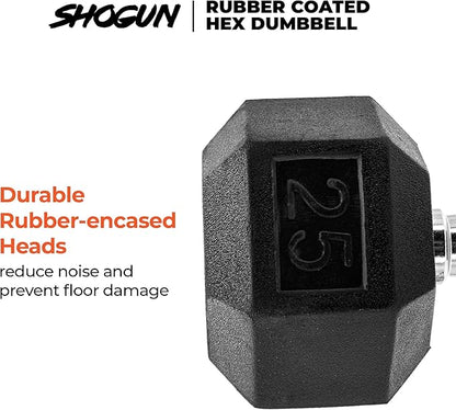 Shogun Hex Dumbbells. Available Hex Dumbbells from 5-55 LBS For Home Workouts, Weight & Strength Training. 5 to 20 LB Hex Dumbbells Sold in Pairs. 25 to 55 LB Hex Dumbbells Sold as Single.