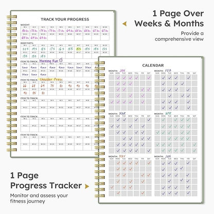 Fitness Workout Journal for Women & Men, A5(5.5" x 8.2") Workout Log Book Planner for Tracking, Progress, and Achieving Your Wellness Goals - Green