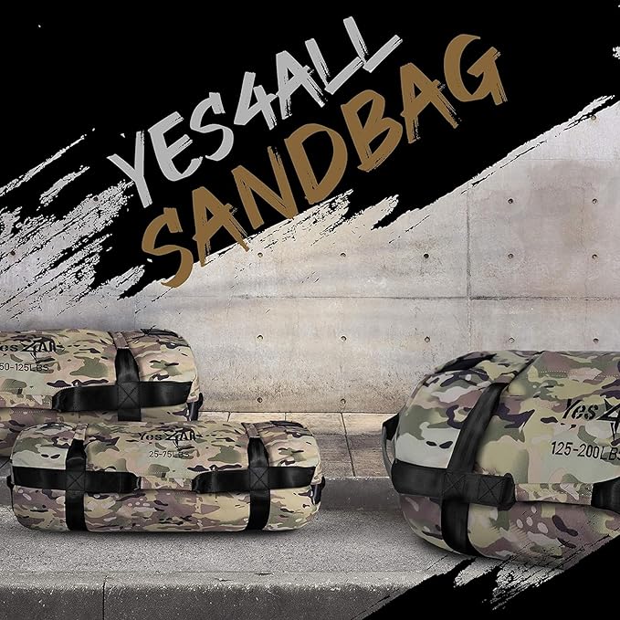 Yes4All Sandbags for Working Out, Adjustable Sand Bags for Weight Training with Handles, Multiple Colors & Sizes 5-200lbs