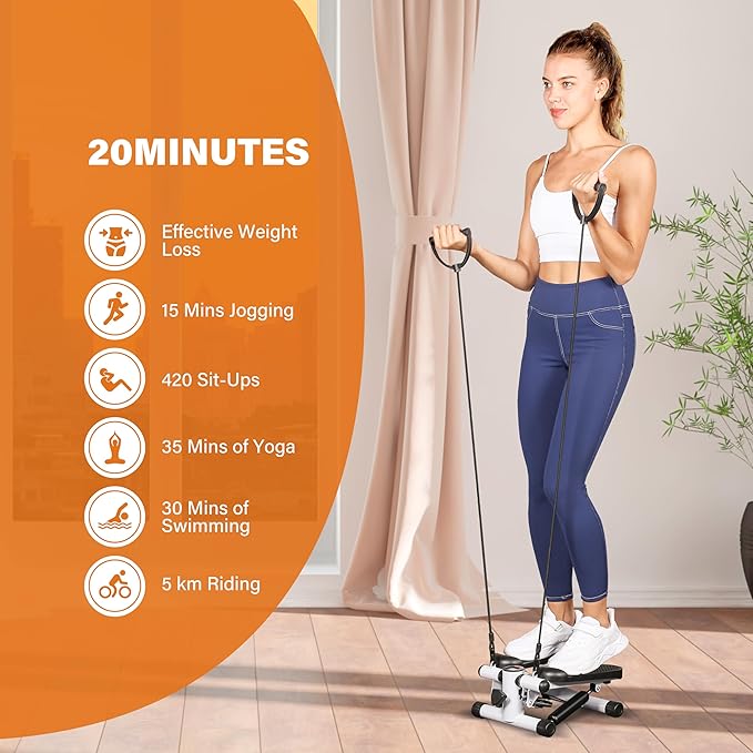 HealSmart Mini Stepper with Resistance Bands, Stair Steppers for Exercise at Home Workout Equipment Adjustable Heigh Machine Stepper for Home Full Body