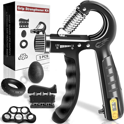 FLYFE Grip Strength Trainer, Plastic, 2 Pack / 5 Pack, 11-132 lbs, Forearm Strengthener, Hand Squeezer Adjustable Resistance, Hand Grip Strengthener for Muscle Building and Injury Recovery