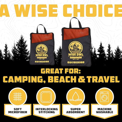 Wise Owl Outfitters Camping Towel - Camping Accessories, Quick Dry Microfiber Towel for Travel, Hiking, Yoga, Workout, and Backpacking