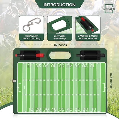 Football Dry Erase Board for Coaches 15x10.5 Double Sided Football Whiteboard Coaching Board Equipment Includes 2 White Board Markers for The Football Accessories The Perfect Coach Gifts