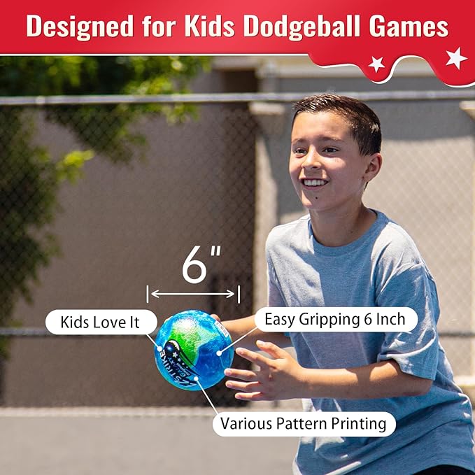 Dodgeballs, Foam Playground Ball Set, 6” Dodge Balls Kick Ball for Kids&Adults, Hand Ball for Outdoor&Indoor with Mesh Storage Bag