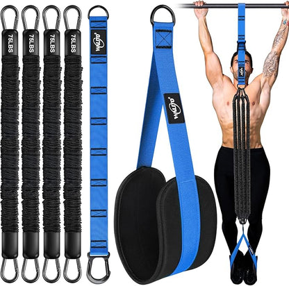 Pull Up Assistance Bands, Heavy Duty Assisted Pull Up Bands for Pull Up Assist, Adjustable Weight/Size with Fabric Feet Mats, Upgrade Pull Up Assist Bands for Strength Training