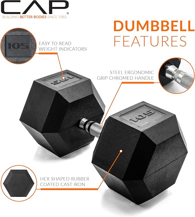 CAP Barbell Coated Hex Dumbbell Weight