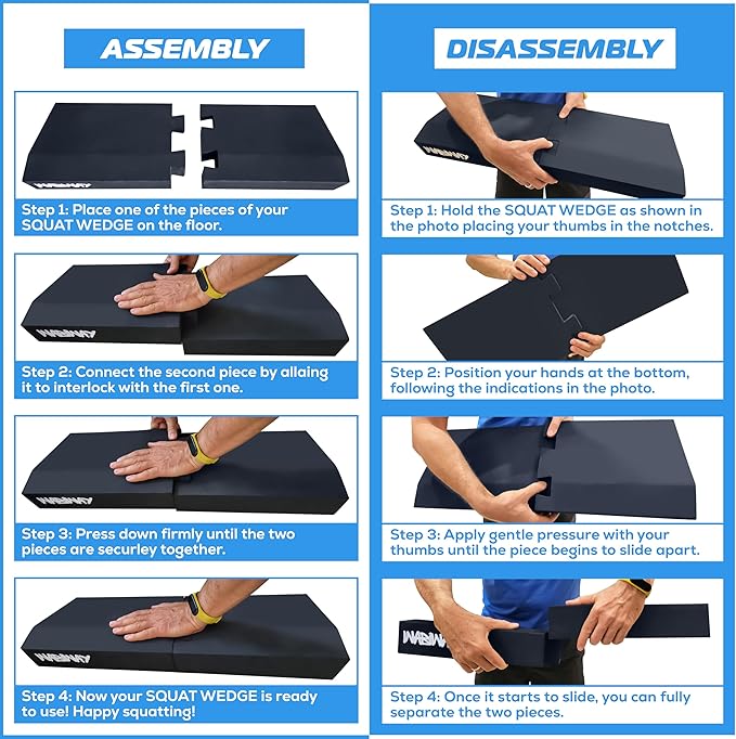 Squat Wedge Block -Slant Board for Squats -Heel Elevated Squat Wedge -Calf Raise block -Wedges for Squats-Great for foot and calf stretch- Ankle Stretcher - Workout equipment for physical therapy