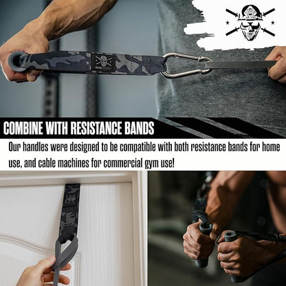 Resistance Band Handles - Cable Machine Handles Attachment and Door Anchor for Exercise Bands, Super Heavy Duty Accessory for Pull Up Assistance Bands, Workout Equipment & Home Gym