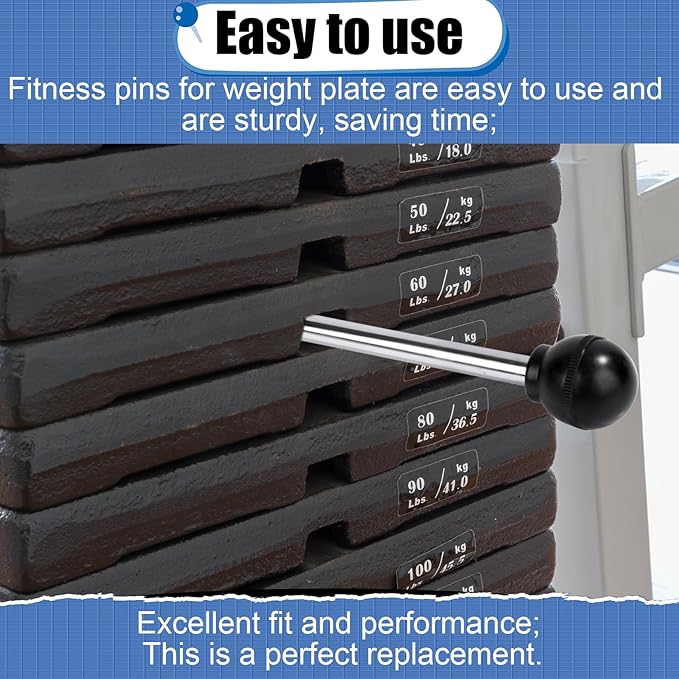 Round Weight Stack Pin, Pin Tensile 3/8 Inch Diameter 6 Inch Universal Weight Selector Pin Gym Pin Weight Machine Pin for Home Gym Exercise Machine Accessories