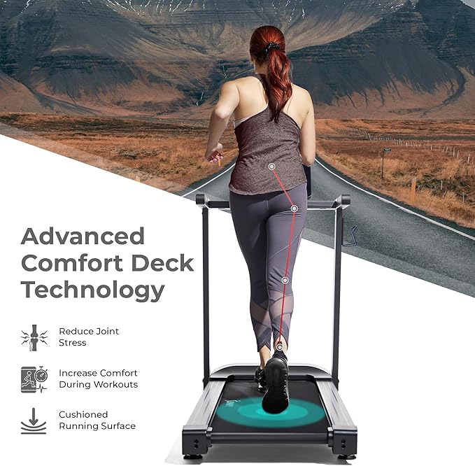 Sunny Health & Fitness Interactive Slim Folding Treadmill with Advanced Brushless Technology, Enhanced Stabilization, Exclusive SunnyFit App Bluetooth Connectivity, Optional 12-Level Auto Incline